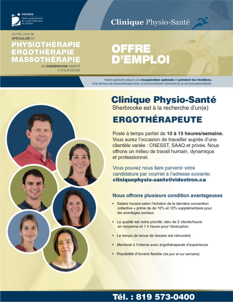 Publicite recrutement ergotherapeute sherbrooke